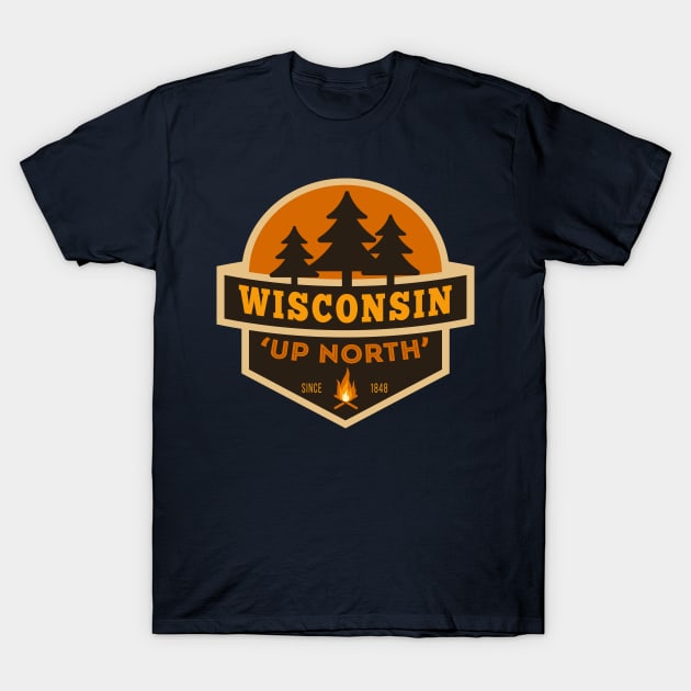 Wisconsin Up North Retro T-Shirt by WearWisco